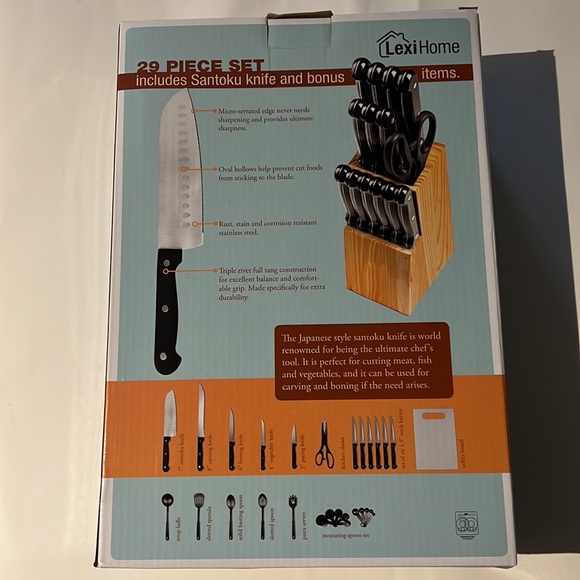 Lexi Home Santoku Knife 29 piece Set Bonus New - Picture 6 of 13